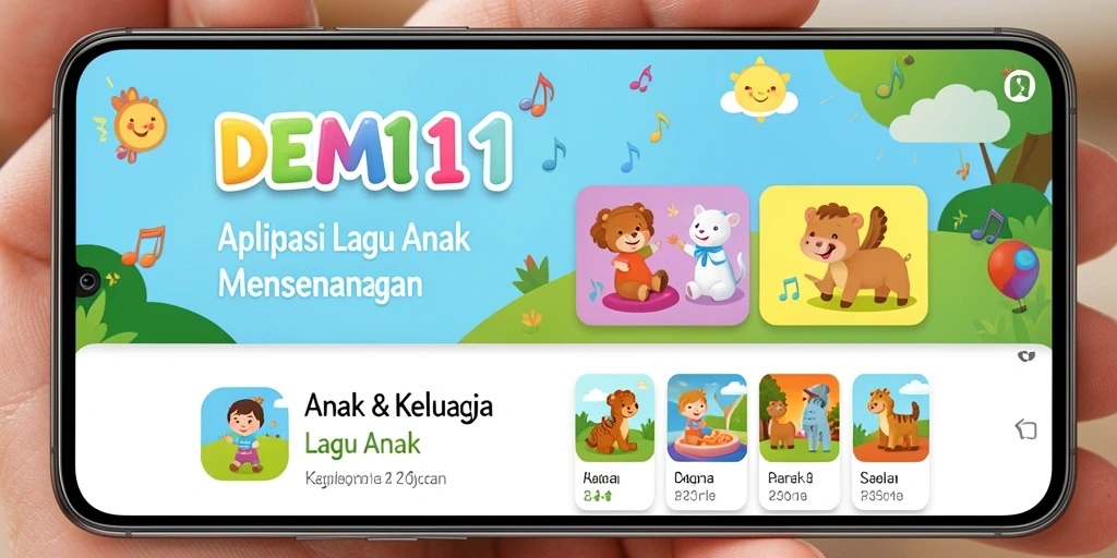 Antarmuka pengguna aplikasi DEMI11 yang ceria dan penuh warna.