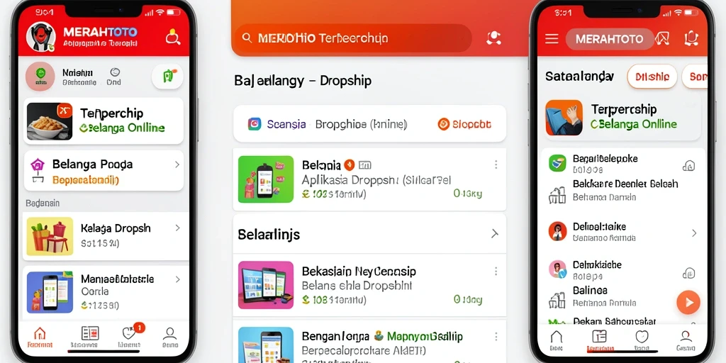 Tampilan antarmuka aplikasi MERAHTOTO dengan fitur Dropship