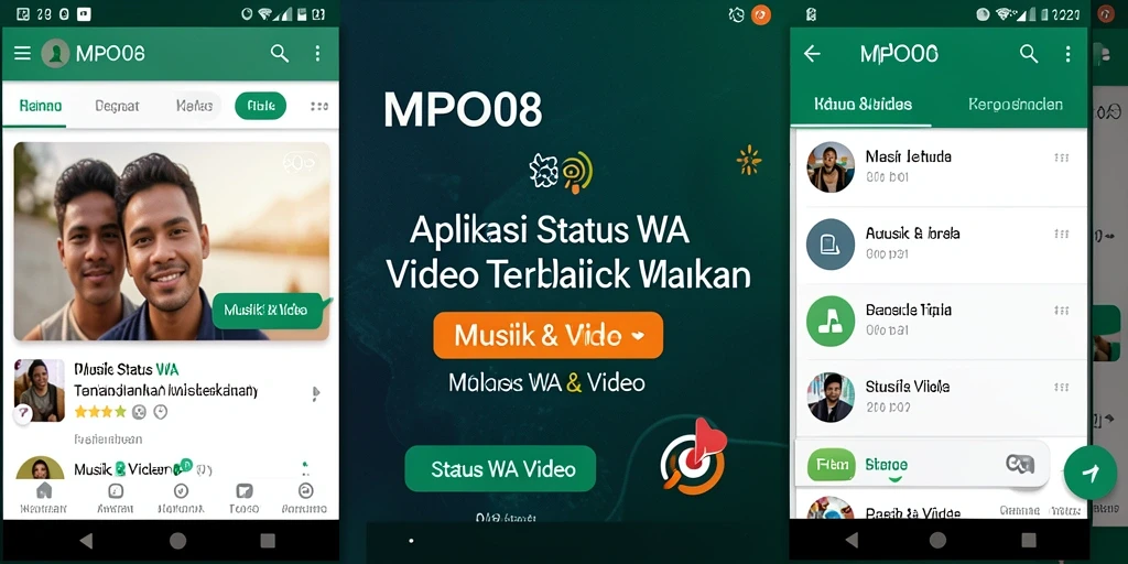 Tampilan antarmuka MPO08 untuk mengunggah video status WA.