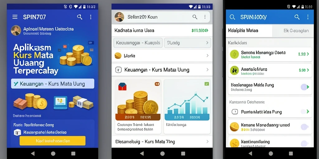 Antarmuka aplikasi SPIN707 yang menunjukkan kurs mata uang terbaru.