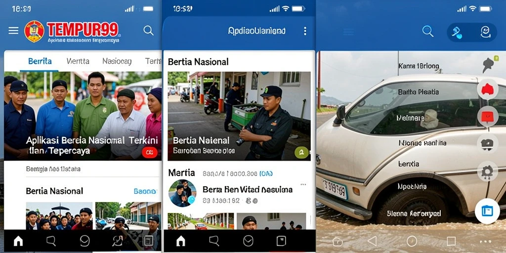 Tampilan antarmuka aplikasi TEMPUR99 dengan berita nasional terbaru.
